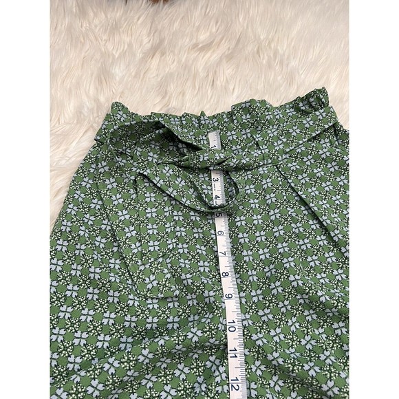 Max Studio Womens High Rise All-Over Print Trousers Wide Leg Green Daisy Size S - Picture 7 of 11